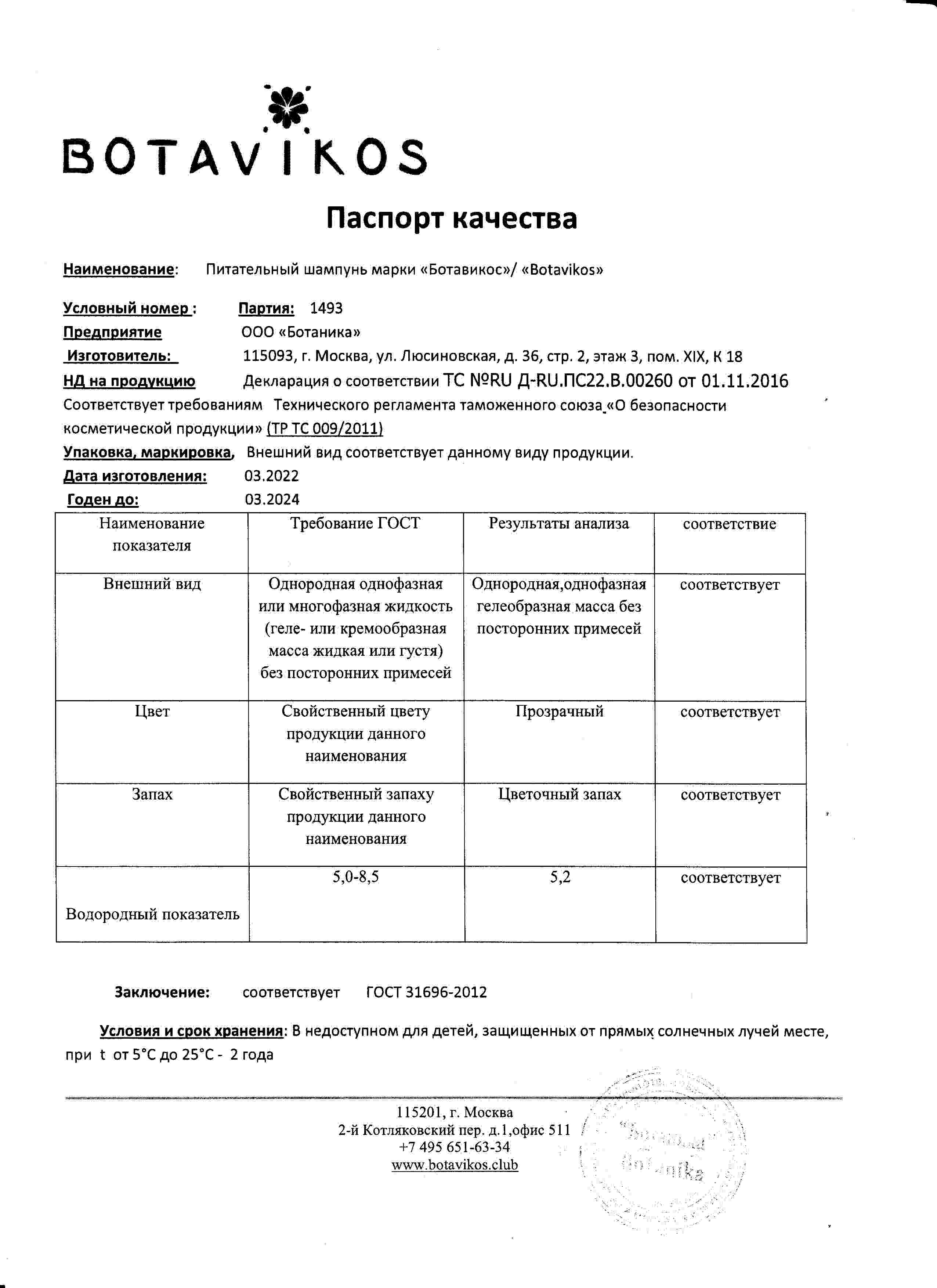 Паспорт №032022